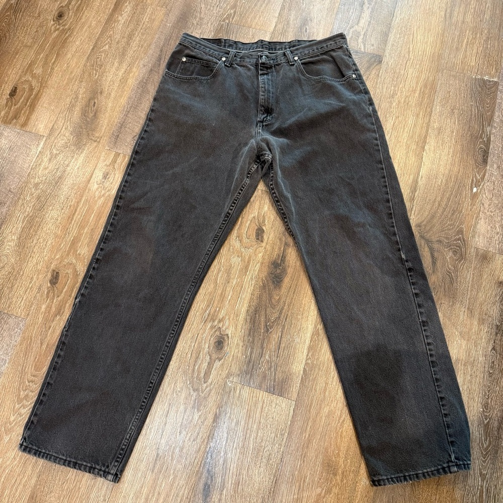 WRANGLER Black Jeans Distressed Hem Zip Front Classic Fit 36x31